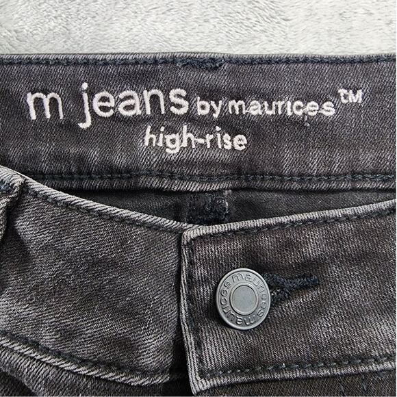 Maurices M. Jeans Women 6 Black Distressed High Rise Skinny Crop Raw Hem Stretch - Picture 5 of 12